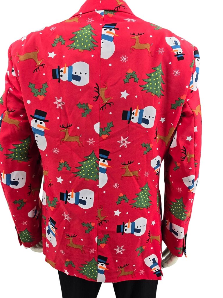 Opposuits Christmas Suit - Red With Snowman Reindeer & Tree Print - Size 42 Us — image 4 of 8
